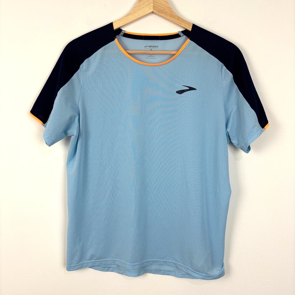 Brooks Running Mens Atmosphere Short Sleeve T-Shirt Blue Small